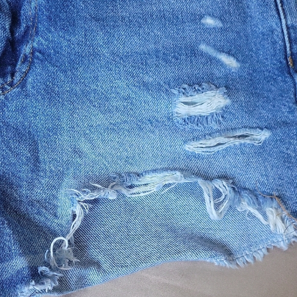 Zara Light Blue Ripped Jean Shorts - Picture 7 of 15